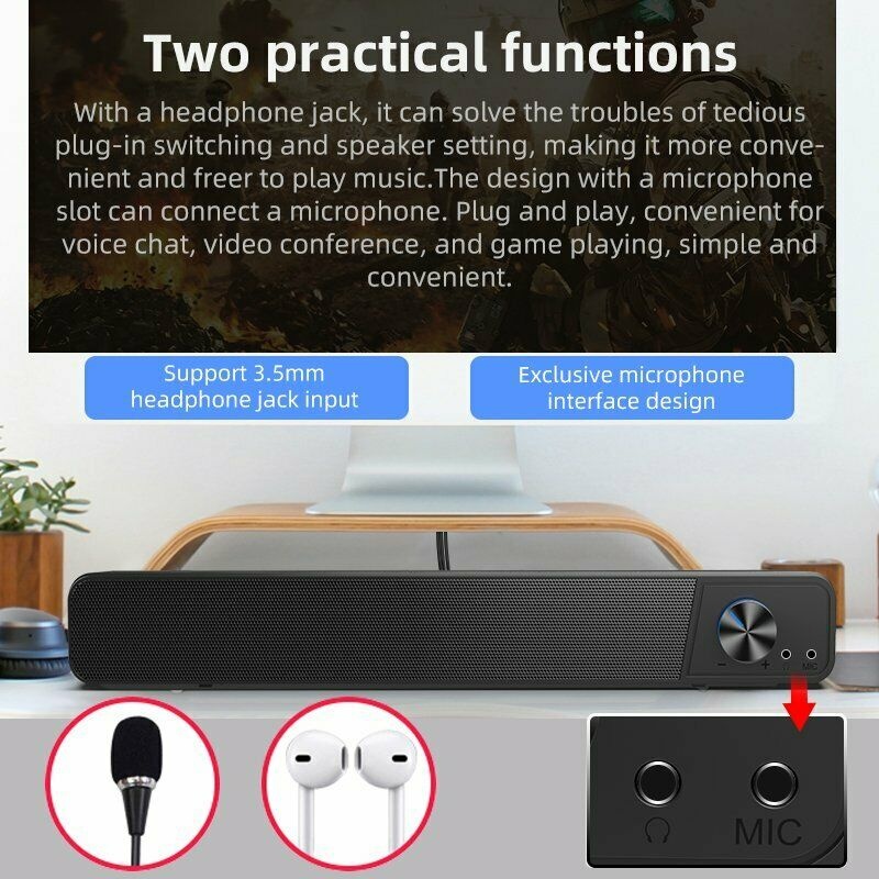 TV Speaker Home Theater Soundbar Bluetooth Wireless Sound Bar Speaker System Aux