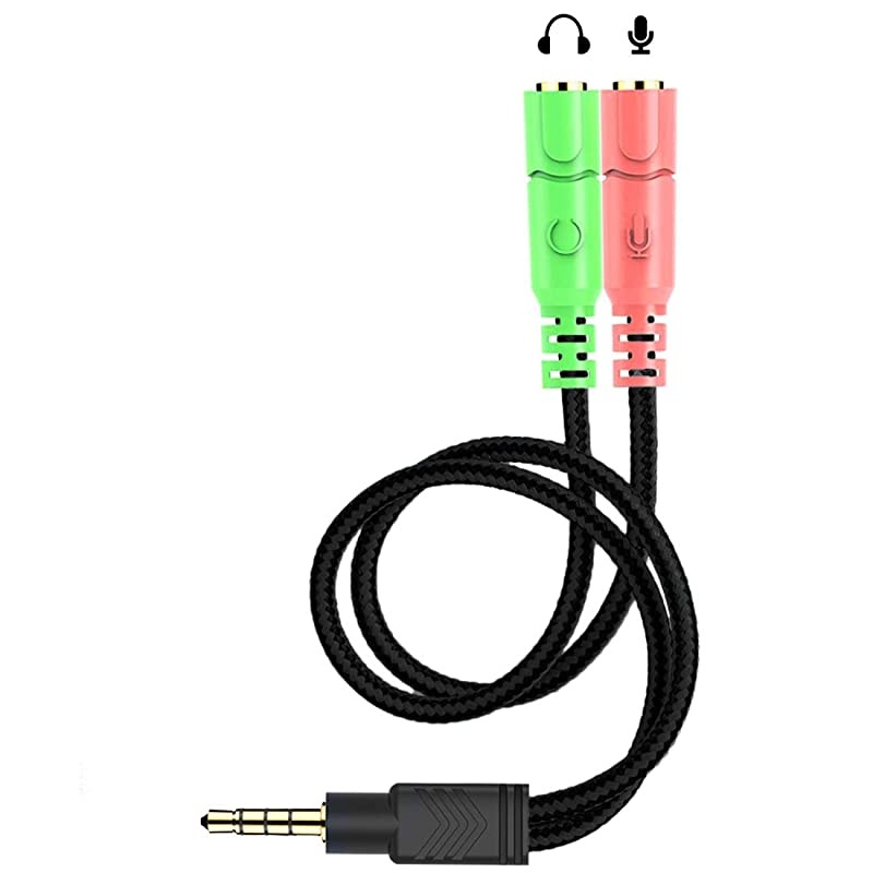 35mm Jack Cable Headset Adapter Kit CTIA for LaptopMacPS4SmartphoneXbox OneTablet Earphone with HeadphoneMicrophone Simultaneously Y Splitter Audio 2 Female to 1 Male