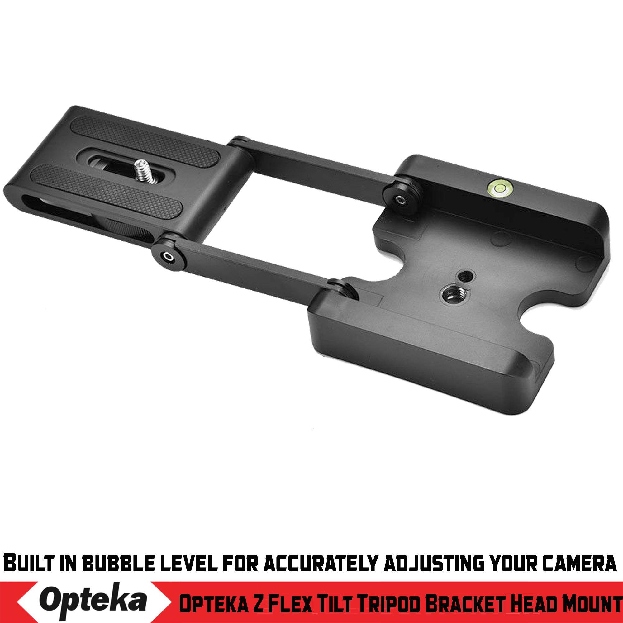 Opteka Z Flex Tilt Aluminum Alloy Tripod Head Bracket with Bubble Level for Canon, Fuji, Nikon, Olympus, Pentax and Sony Cameras or Camcorders