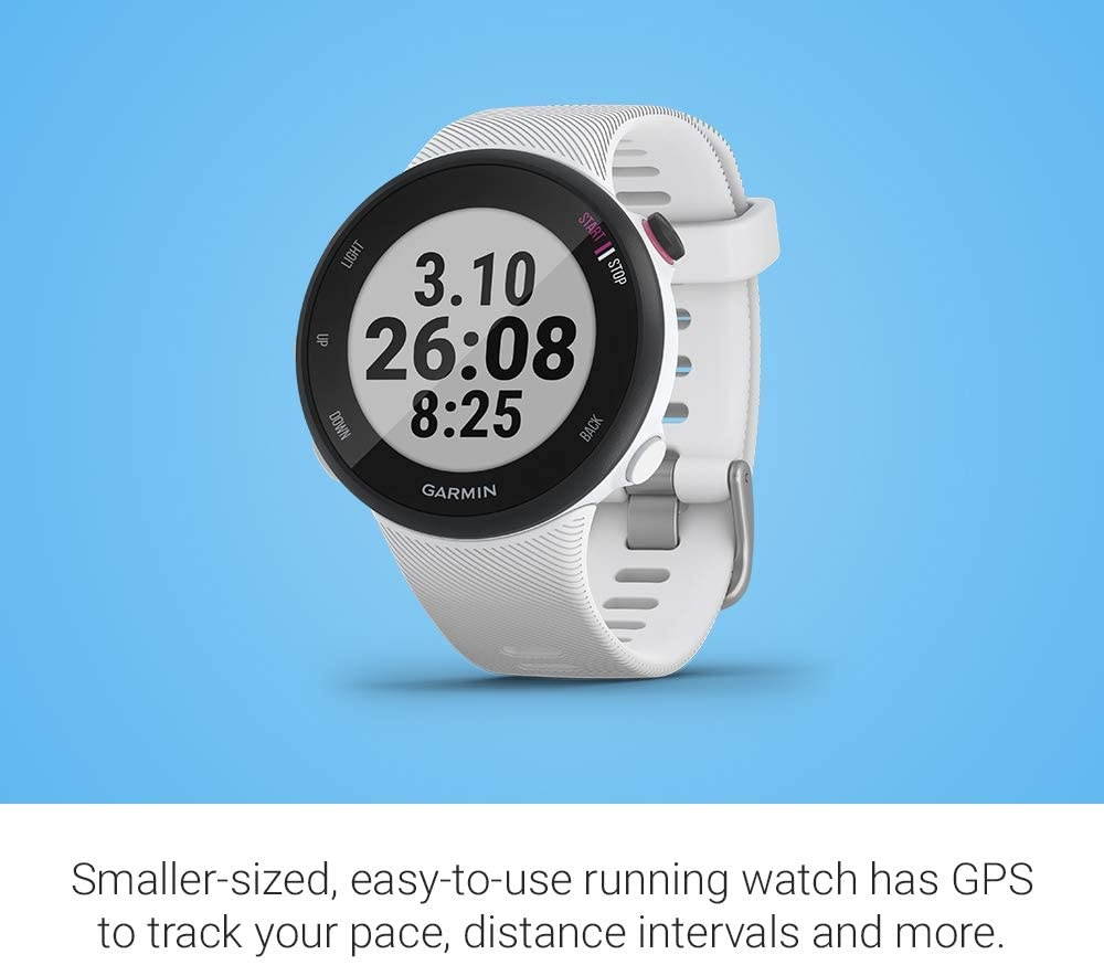 Garmin Forerunner 45S, 39mm Easy-to-use GPS Running Watch with Coach Free Training Plan Support, White & HRM-Dual Heart Rate Monitor