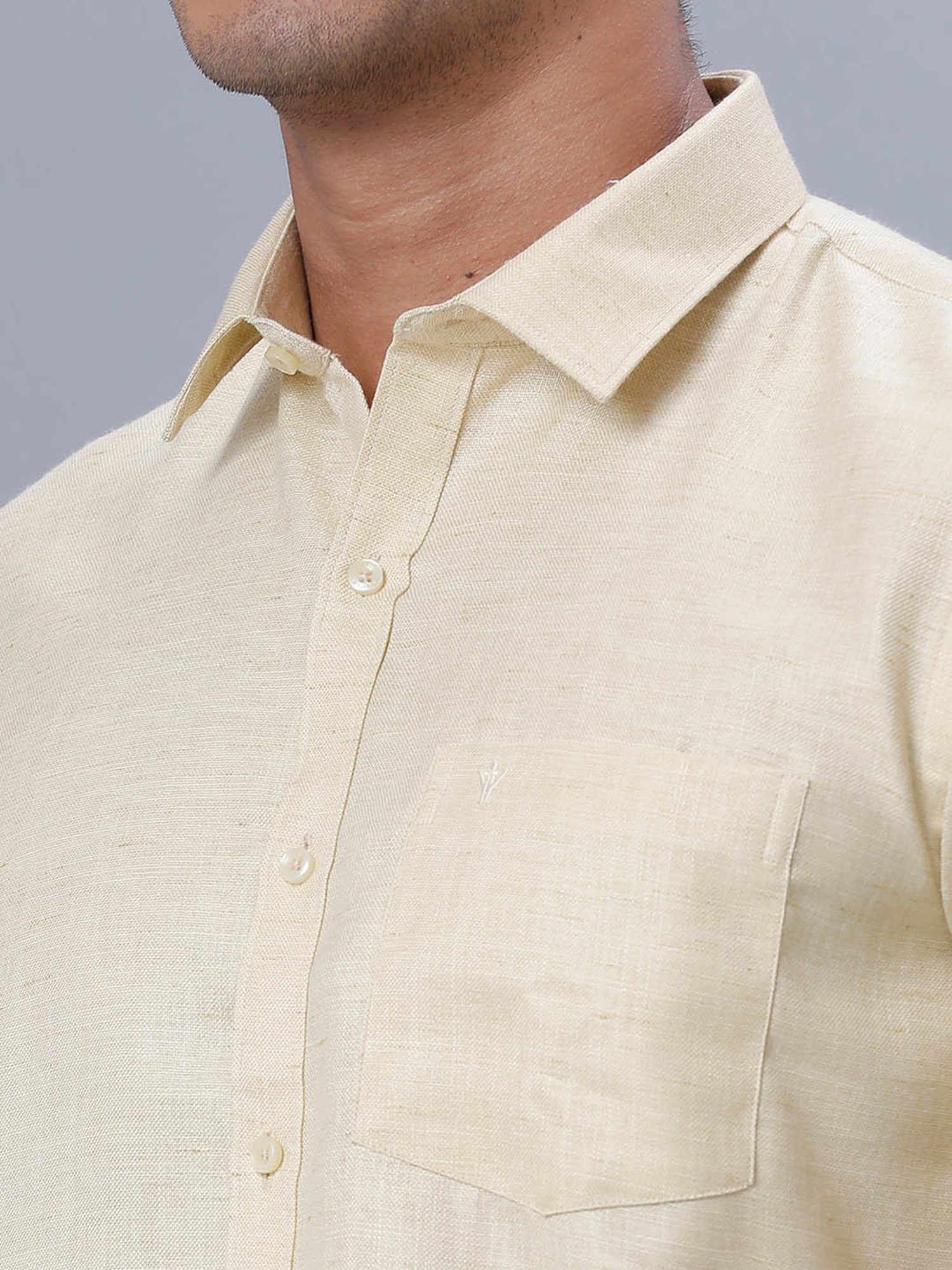 Ramraj Cream Cotton Regular Fit Shirt