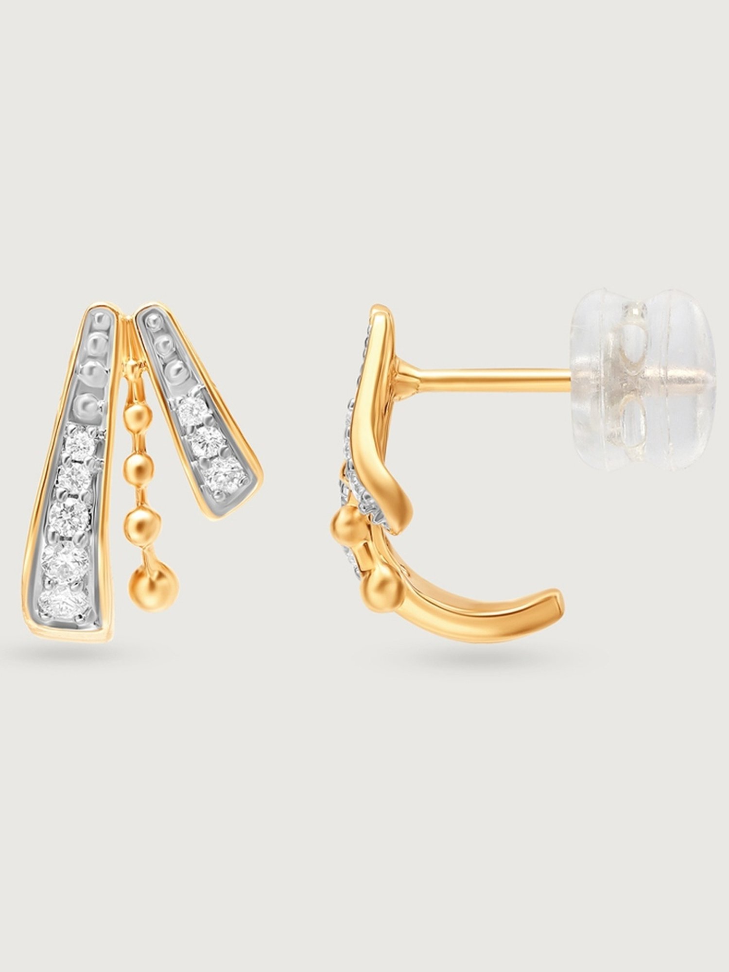 Mia by Tanishq Golden Ray burst 14k Gold & Diamond Stud Earrings