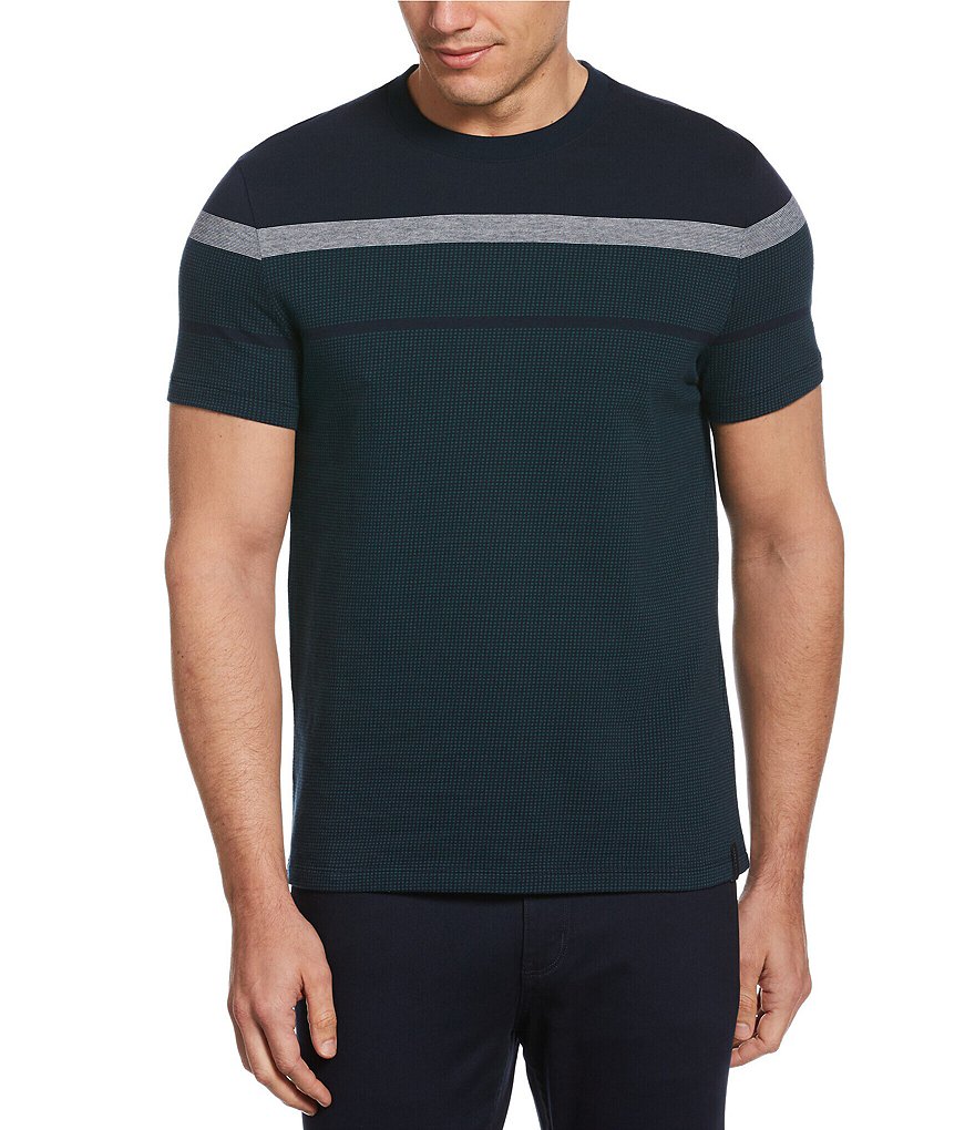 Perry Ellis Engineered Stripe Jacquard Short-Sleeve Tee