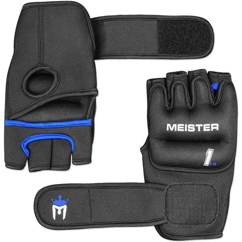 Meister Neoprene Weighted Gloves Pair - 1lbs Black/Blue