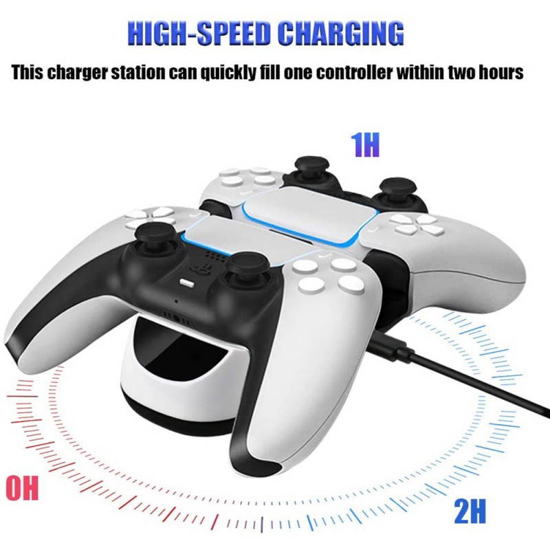 Balight Dual Charger For PS5 Controller,Wechip Fast Charging Station Charger Dock With LED Indicator Safety Chip Protection Portable Gaming Charging Station Stand For Playstation 5 / PS5 Controller