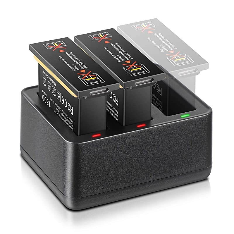 OSMO Action Battery for DJI OSMO Action 2 Pack 385V 1300 mAh + Intelligent 3Channel Rapid Charger for DJI OSMO Action Camera