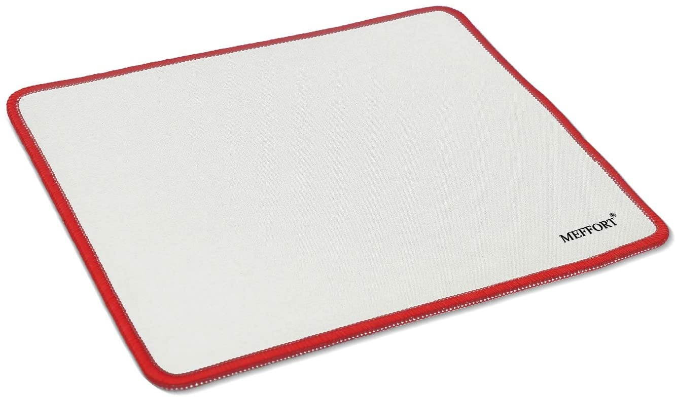 Meffort Inc Precise Gaming Mouse Pad Non-Slip Rubber Pads Stitched Edges Mousepad 9.5 x 7.9 inches - White with Red Edges