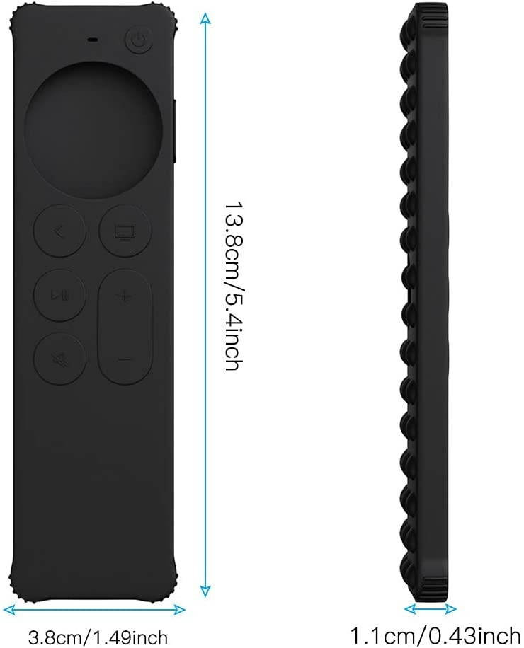 AWINNER Case Compatible for 2021 Apple TV Siri Remote (2nd Generation) - Lightweight [Anti Slip] Shock Proof Silicone Cover Compatible for 2021 Apple TV 4K and Apple TV HD (Black)