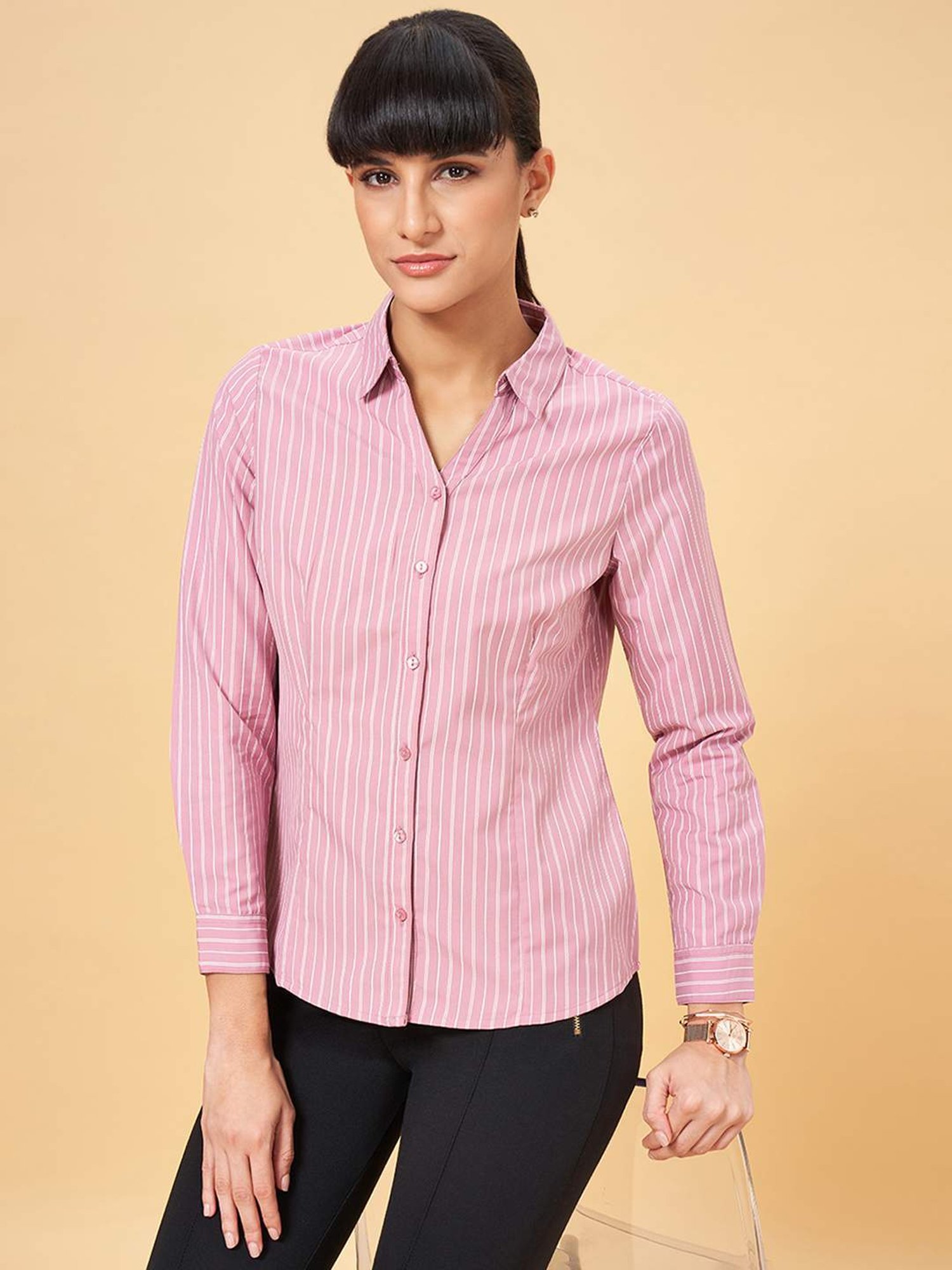 Style Quotient Brown Regular Fit Formal Shirt
