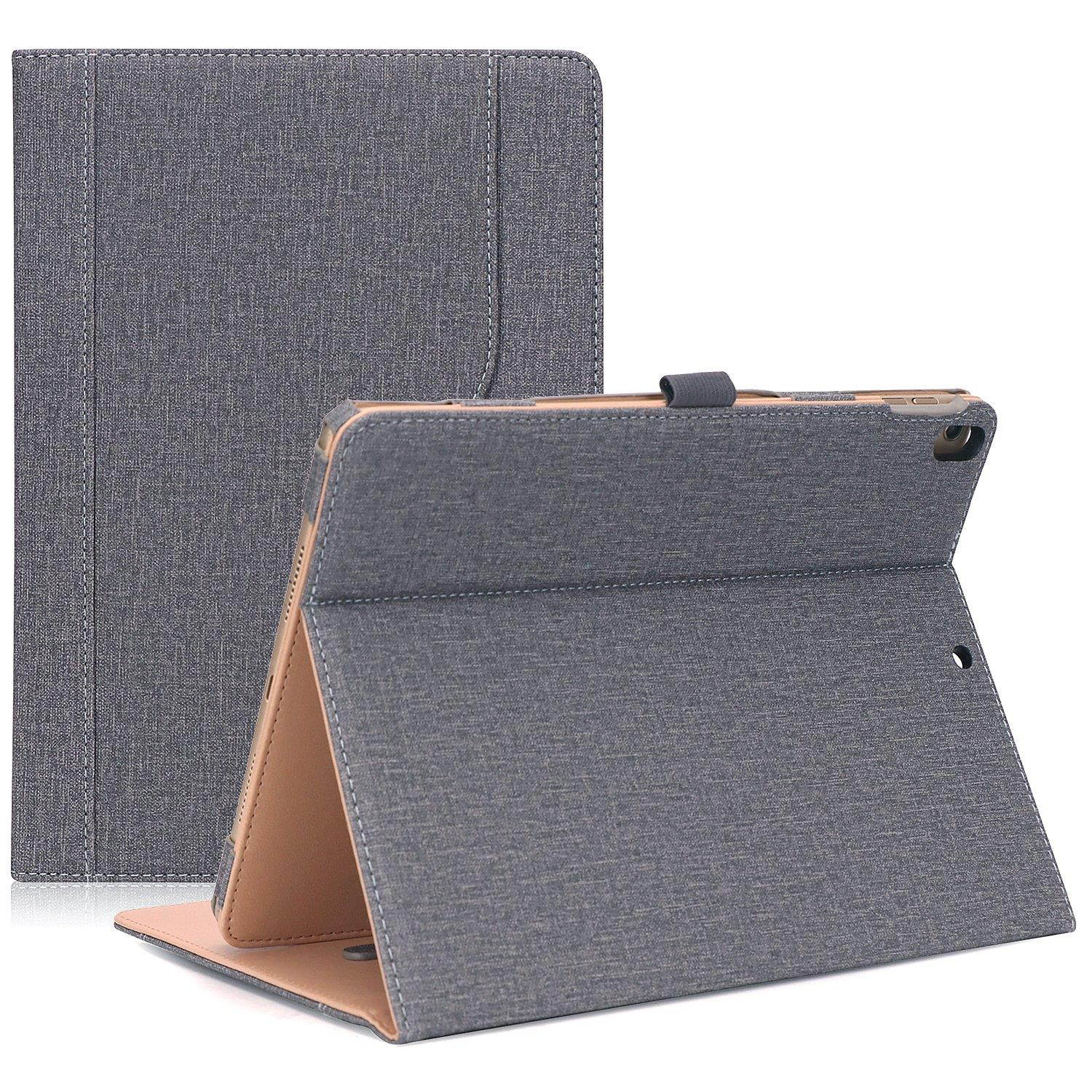 ProCase iPad Pro 10.5 Case - Vintage Stand Folio Case Cover for Apple iPad Pro 10.5 Inch 2017, Multiple Viewing Angles, with Apple Pencil Holder -Grey