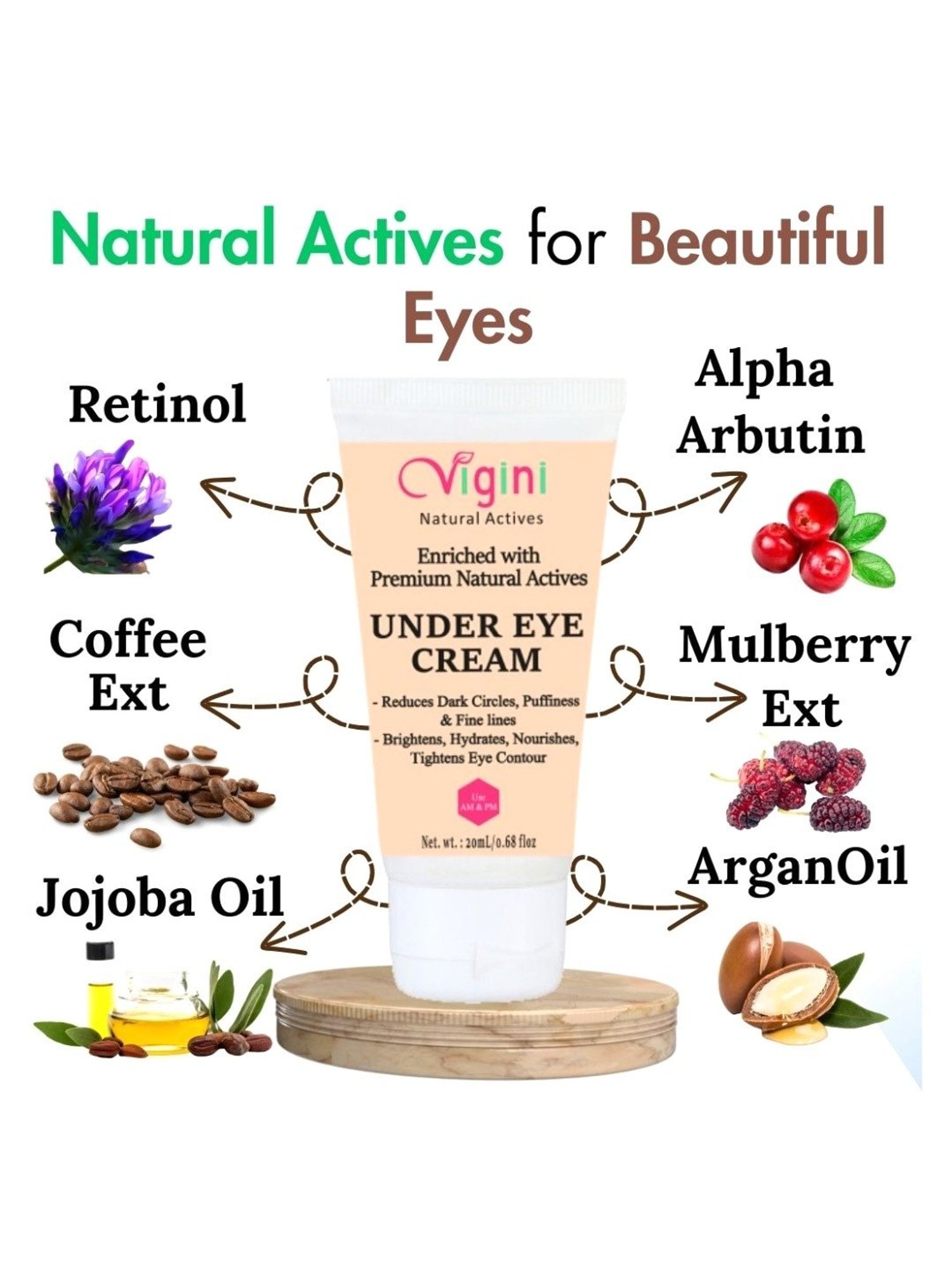 Vigini Under Eye Bye Bye Dark Circle Cream - 20 gm
