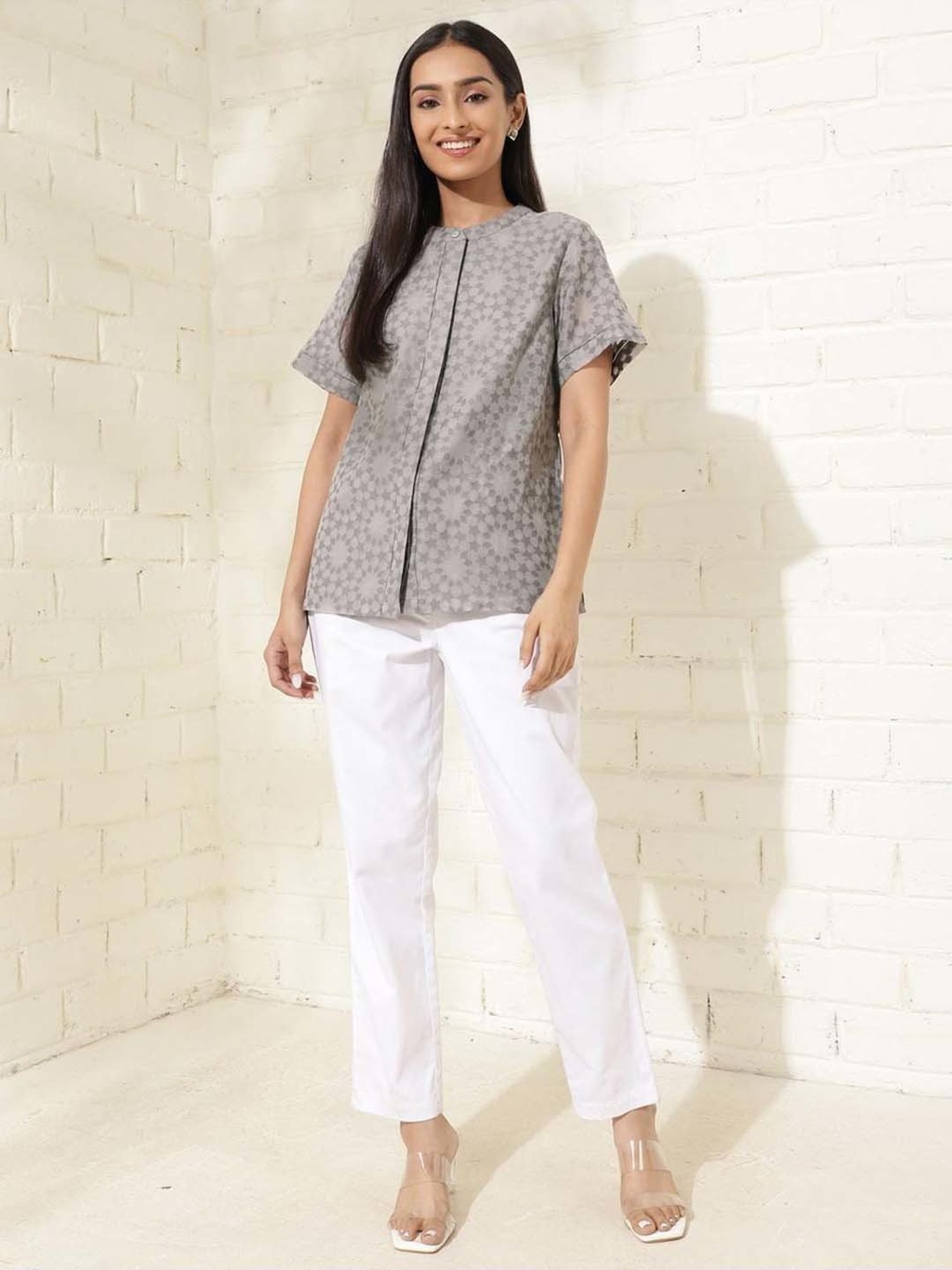 Fabindia Grey Printed Tunic