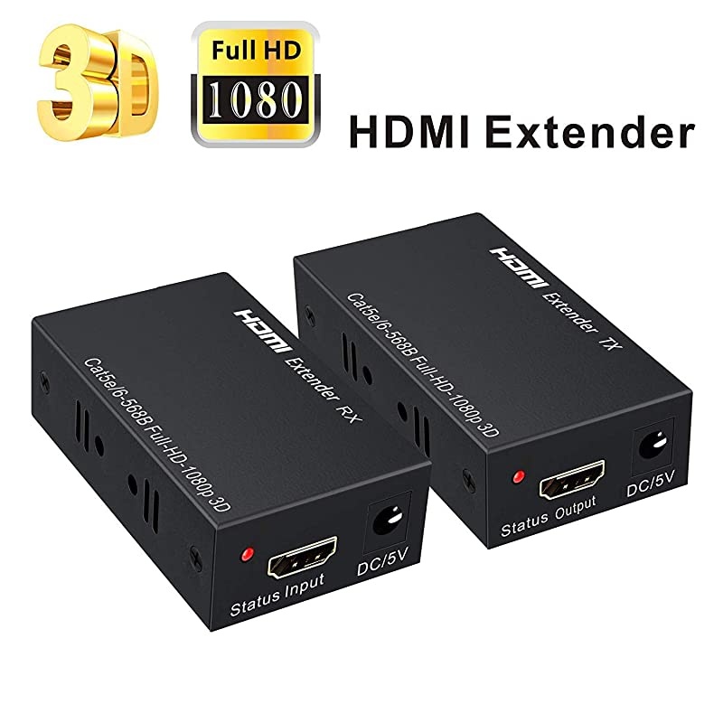 HDMI Extender, 196ft/60m 1080P HDMI Extenders Over Single Cat 5E/6/7 Support 1080p,3D,HDMI 1.4a,HDCP,EDID