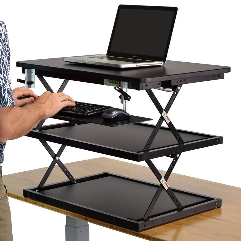 Tall Adjustable Standing Desk Riser Black - Uncaged Ergonomics