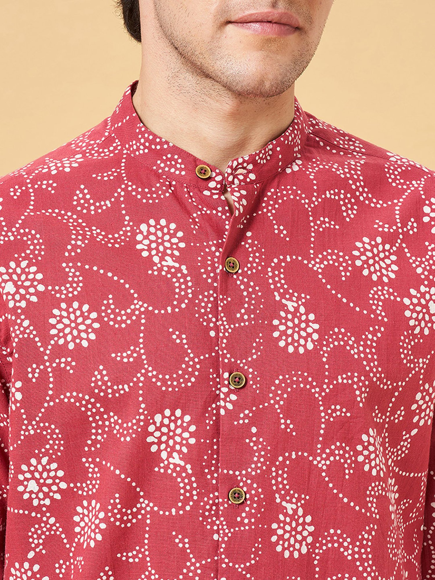 Indus Route by Pantaloons Red Regular Fit Printed Shirt