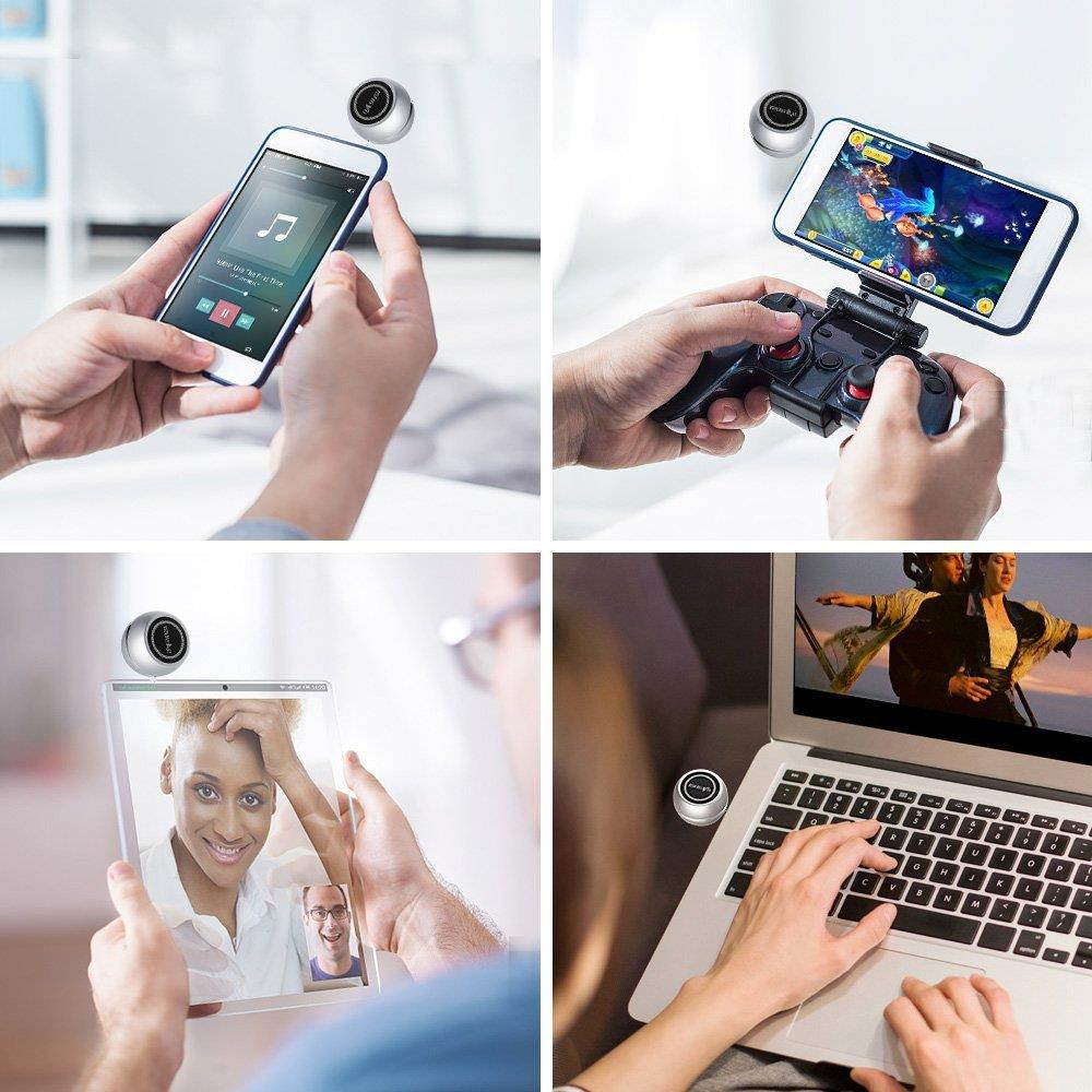 Wireless Mini Speaker with 3.5mm Aux Input Jack, 3W Loud Portable Speaker for iPhone iPod iPad Cellphone Tablet Laptop, with USB Rechargeable Battery, Gift Choice for Kids, Silver