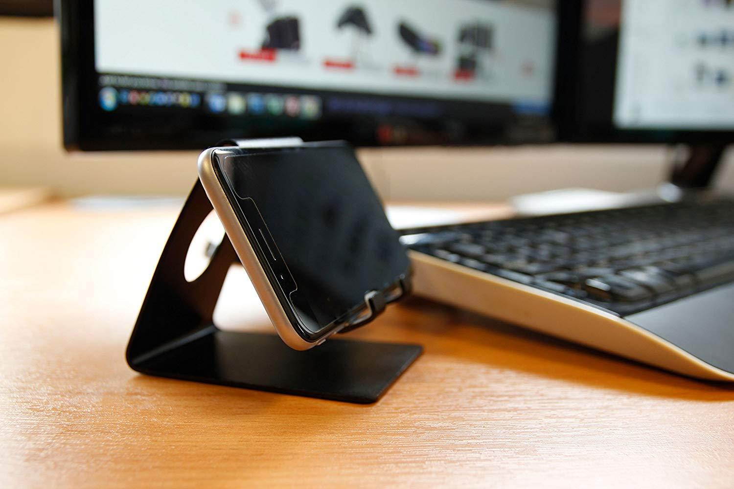 DURAGADGET Ultra-Contemporary Metal Smartphone Stand in Black Aluminium - Suitable for Archos Diamond Omega