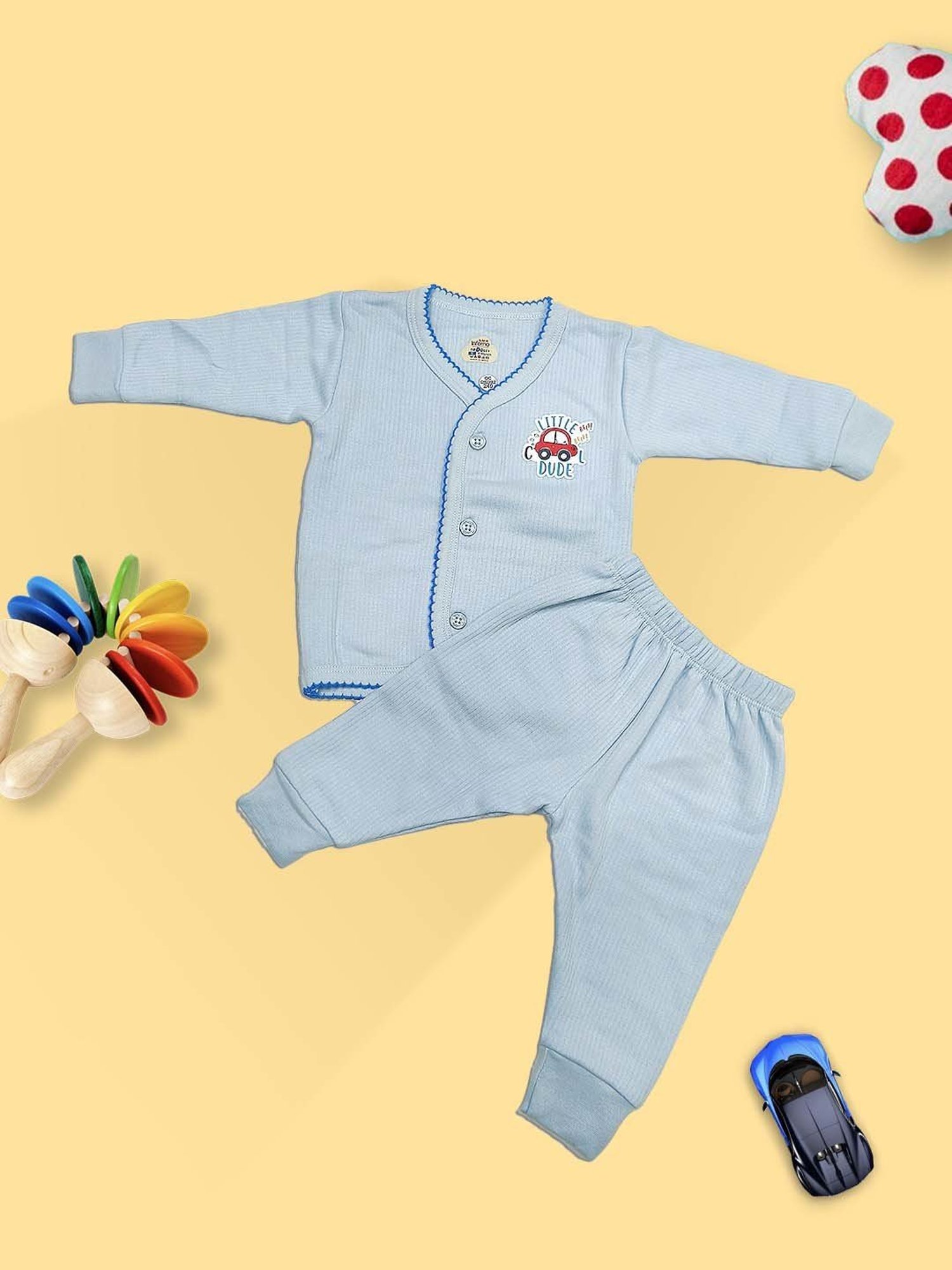 LUX Inferno Kids Grey & Blue Printed Full Sleeves Thermal Set(Pack of 2)