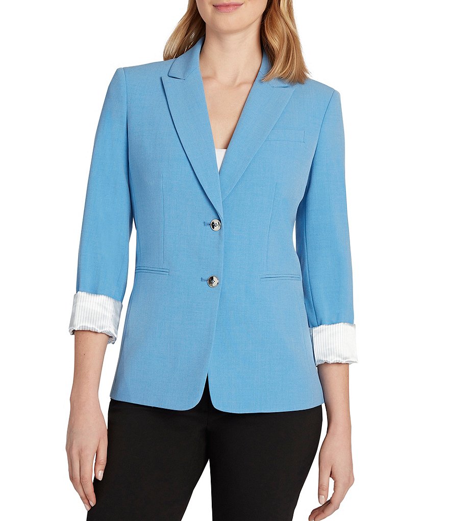 Kasper Glen Plaid Notch Lapel Two Button Front Pocket Jacket