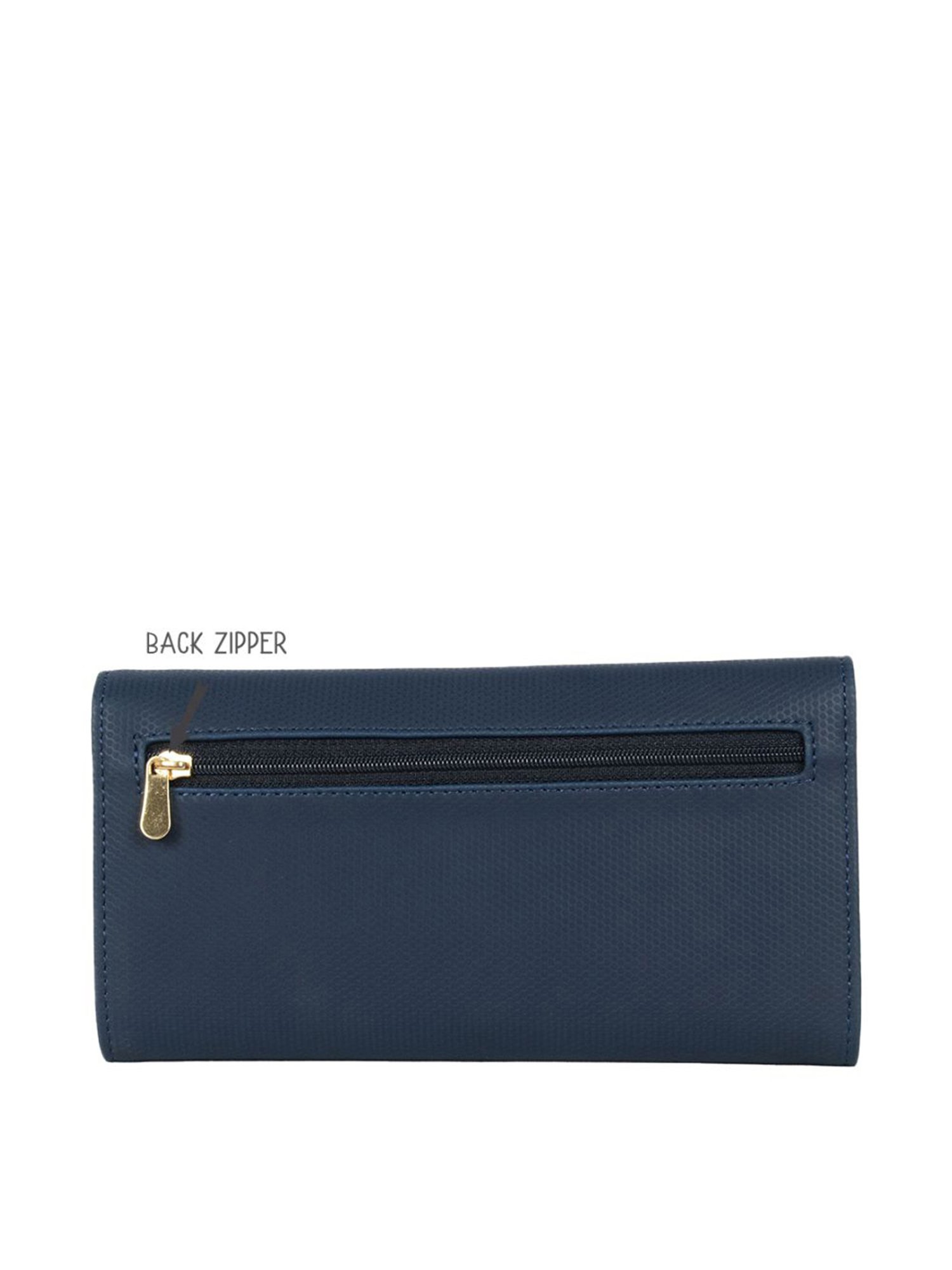 Baggit Navy Solid Tri-Fold Wallet for Women