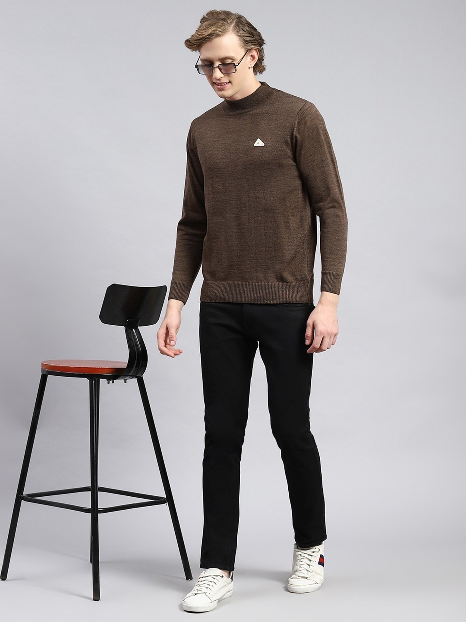 Monte Carlo Dark Brown Regular Fit Sweater