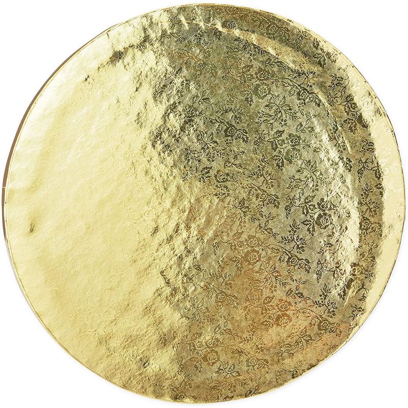 Juvale 9.6" Gold Foil Round Cake Boards, Disposable Cake Drum Circles Base