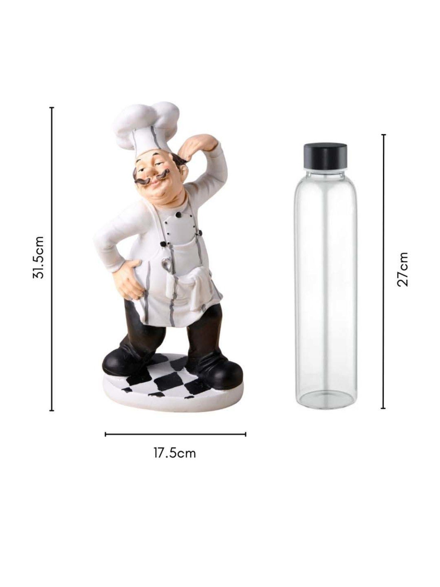 Nestasia Artisanal Black & White Resin Made Flaunting Masterchef Decor Table Showpiece For Gifting