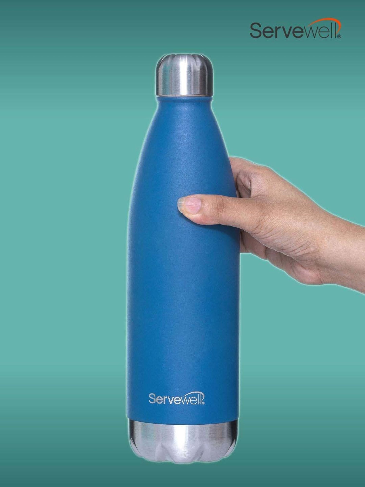 Servewell Imperial Blue Steel Bali Single Wall Water Bottle (1 L)