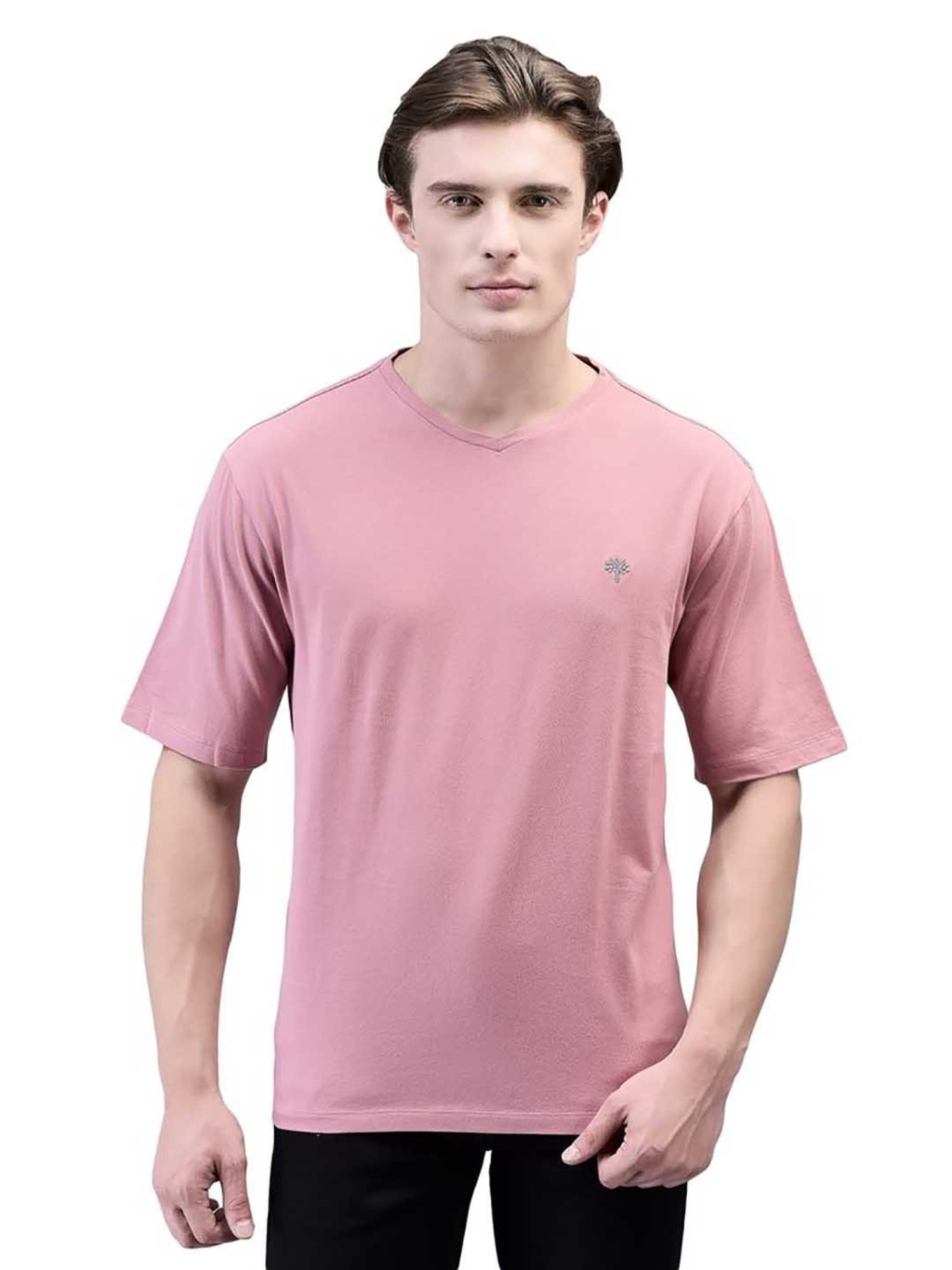Woodland Pink Regular Fit V Neck T-Shirt