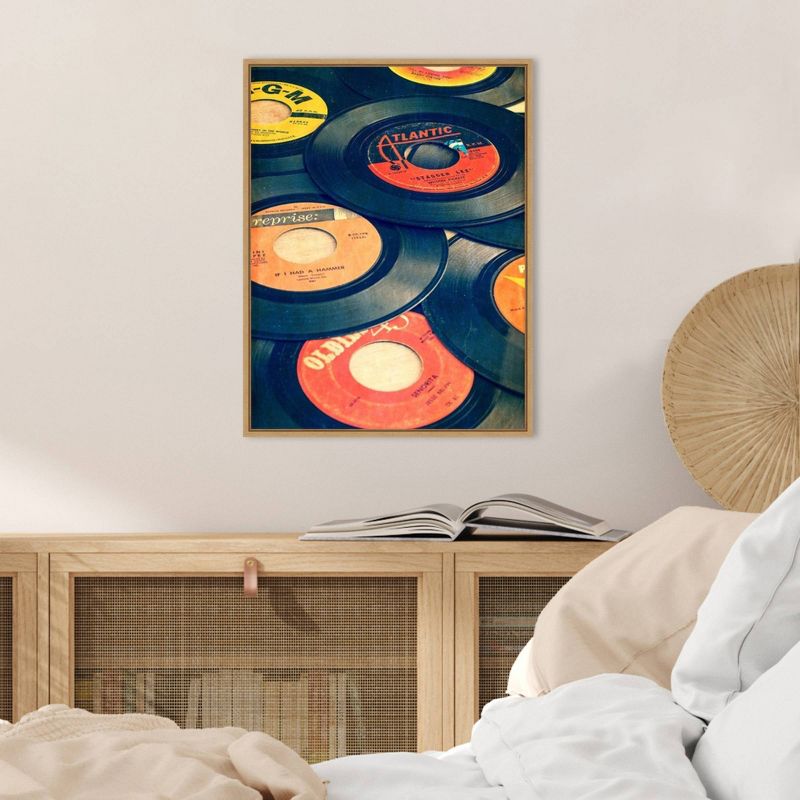 18" x 24" Old Records by Edward M Fielding Framed Canvas Wall Art - Amanti Art