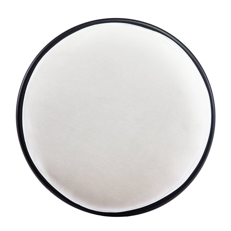 Uplynn Round Upholstered Ottoman Gray/Black - Holly & Martin