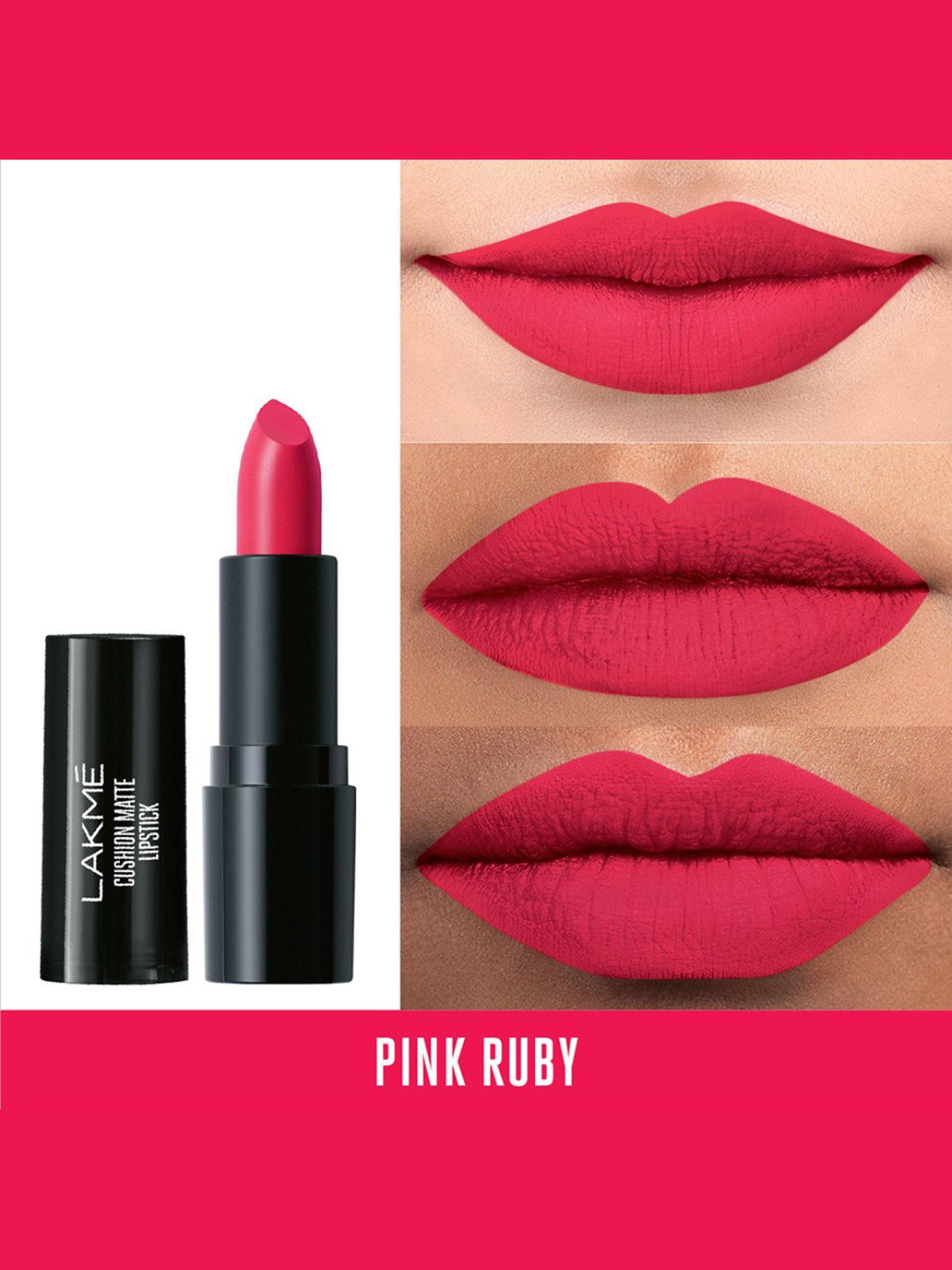 Lakme Cushion Matte Lipstick Pink Ruby - 4.5 gm