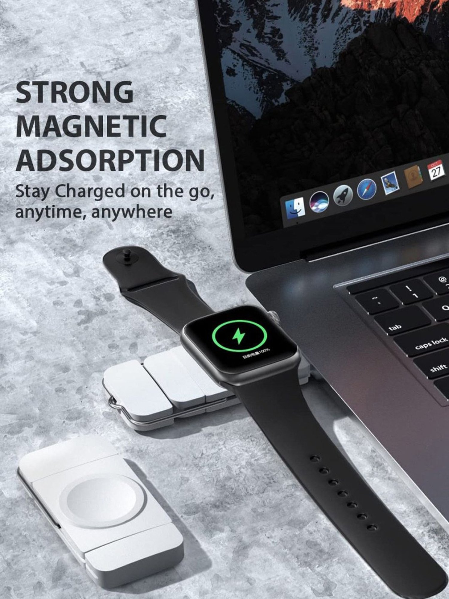 UNIGEN UNIPORT Magnetic Watch Portable Charger with USB-C & USB-A Port (White)