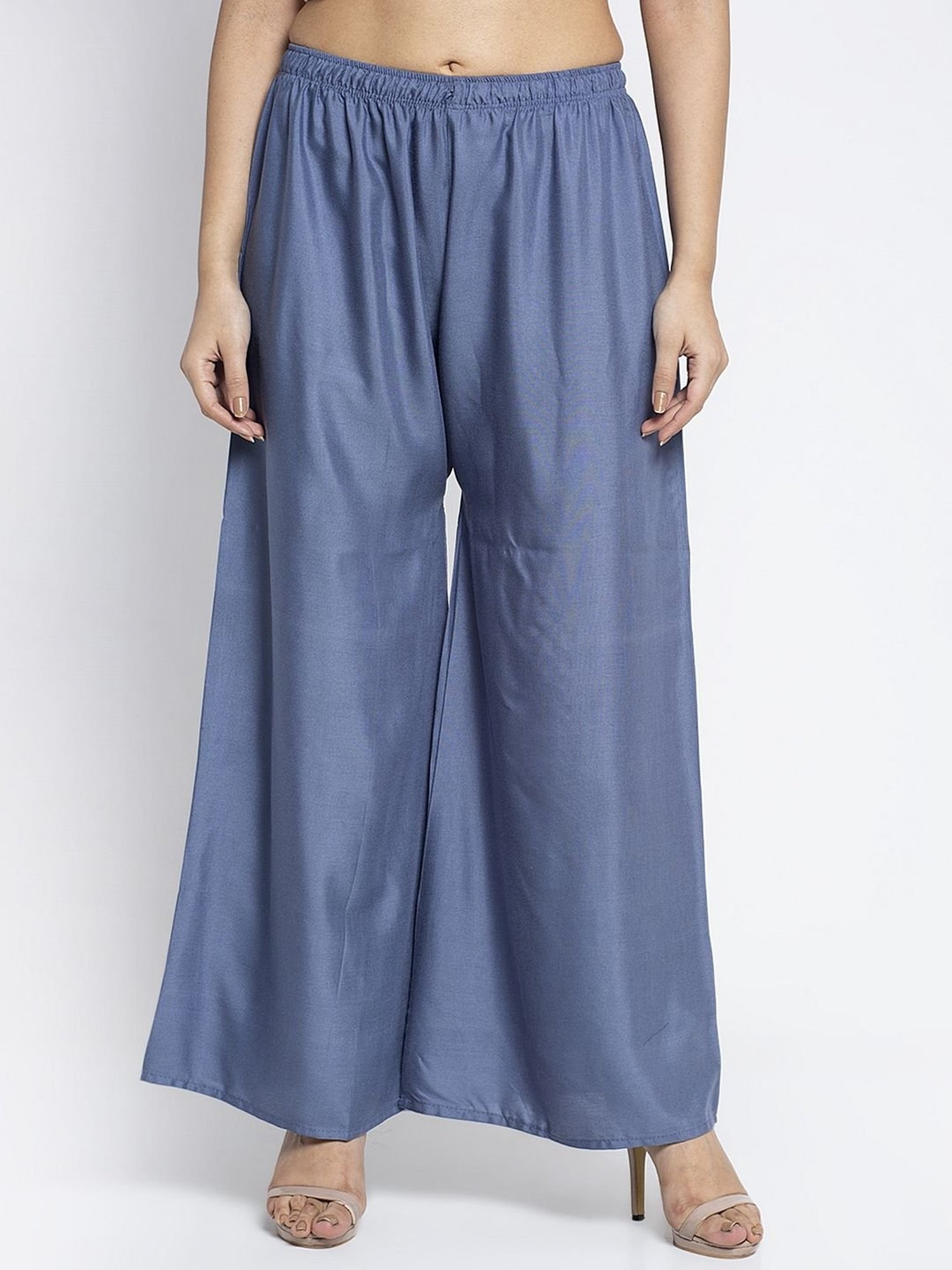 Gracit Grey & Pink Flared Fit Palazzos - Pack Of 2