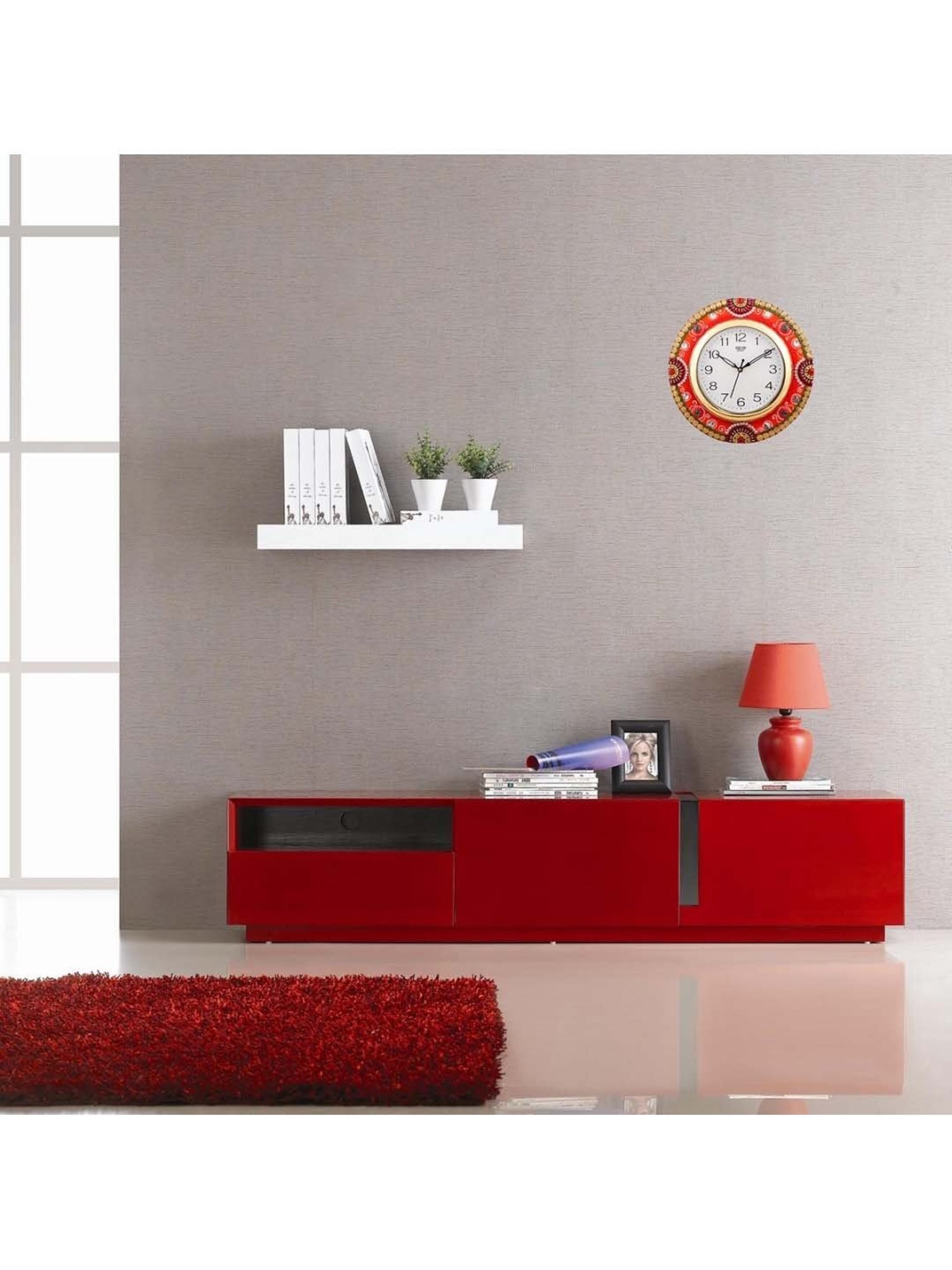 eCraftIndia Exquisite Papier-Mache Wooden Handcrafted Wall Clock