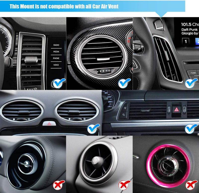 Magnetic Phone Car Mount  2 PACK Universal Air Vent Magnetic Phone Car Mount Phone Holder for Cell Phones and Mini Tablets with Fast SwiftSnap Technology With 4 Metal Plates
