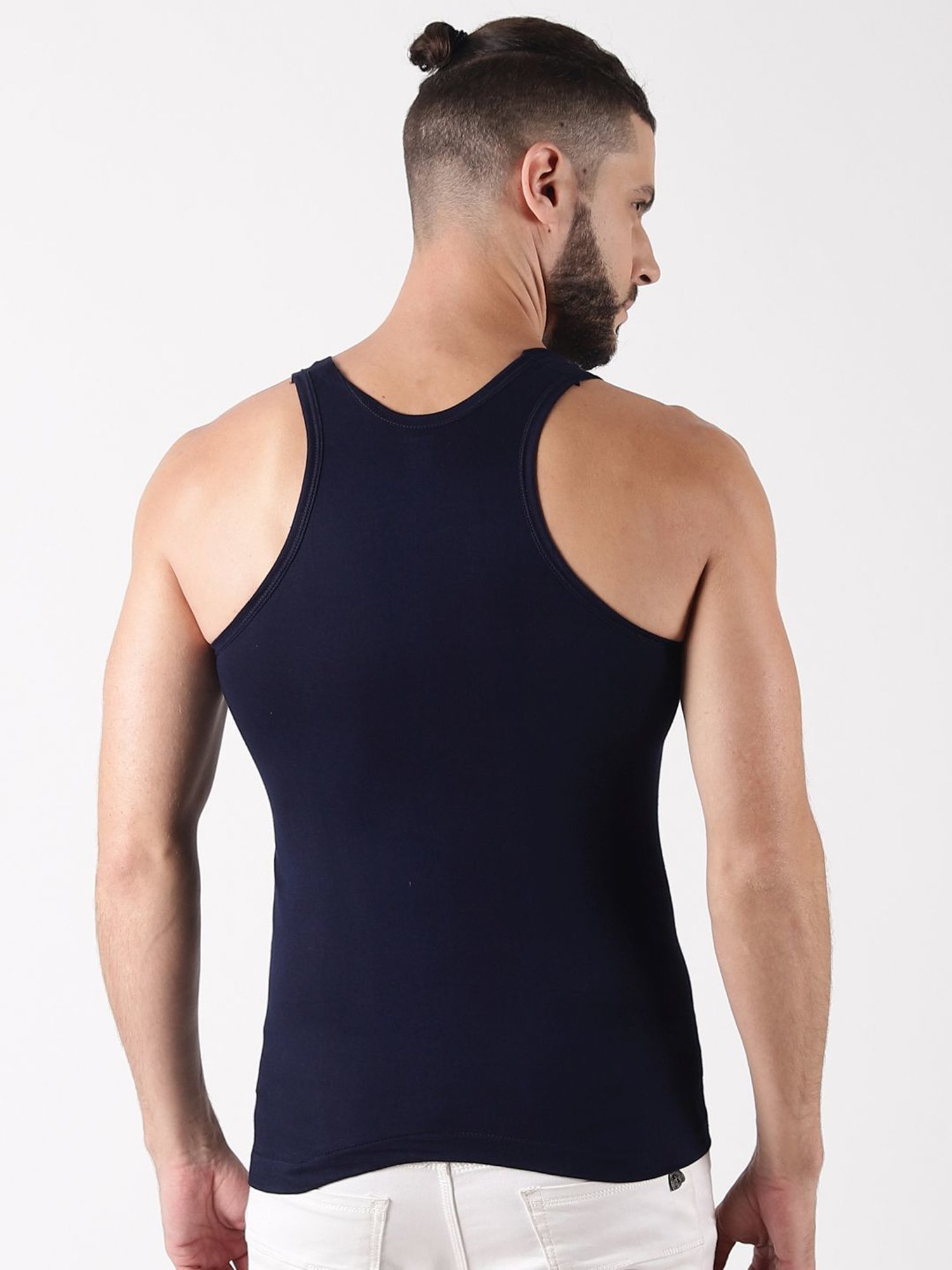 Cantabil Navy Blue Cotton Regular Fit Vest