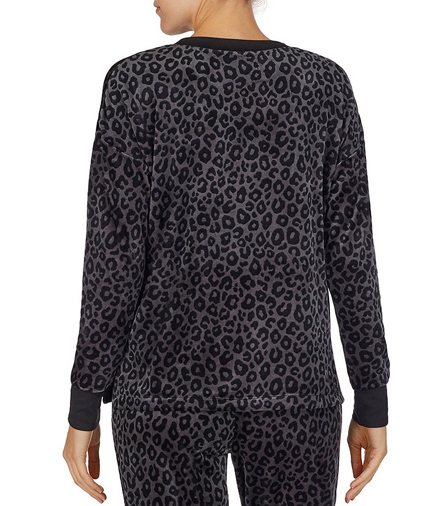 Donna Karan Sleepwear Animal Print Plush Lounge Top