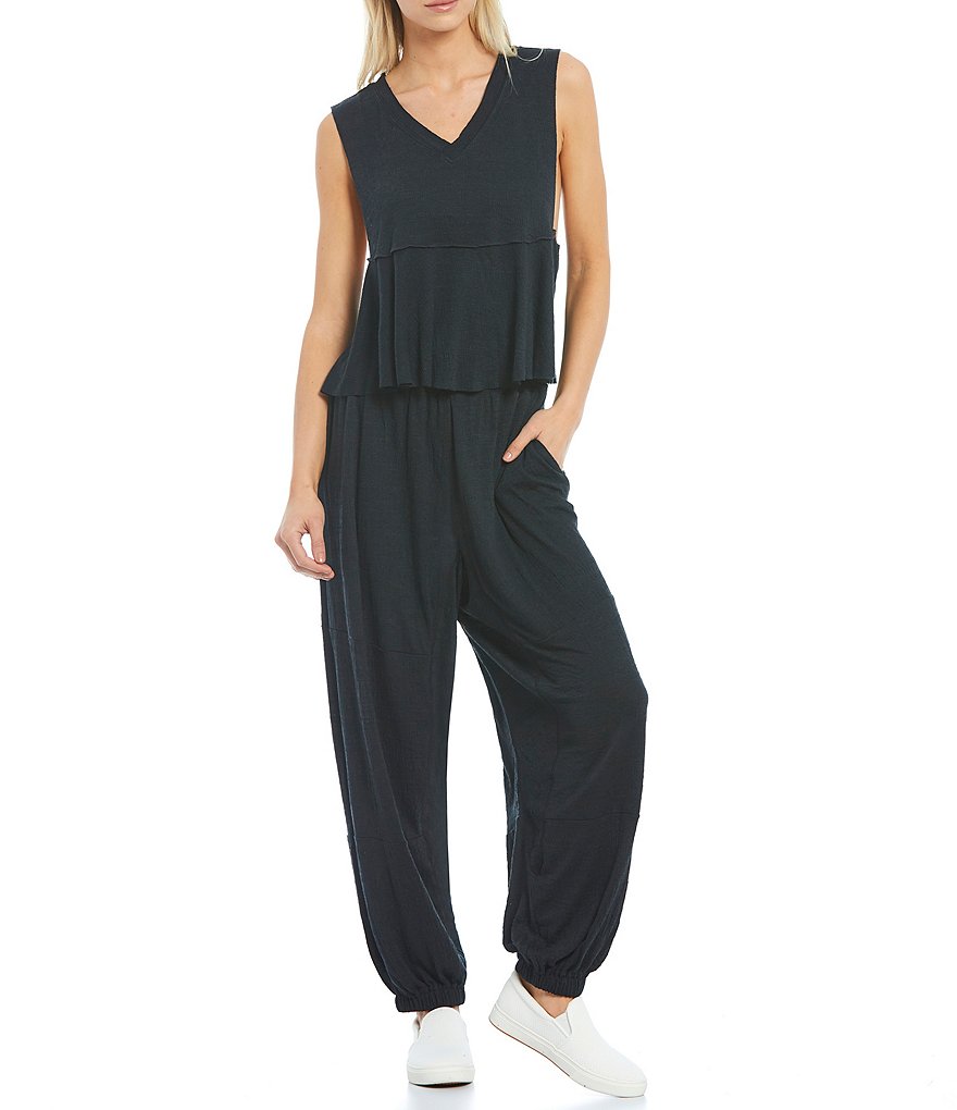 J.McLaughlin Durham Sleeveless Ruffle V-Neck Denim Blouse