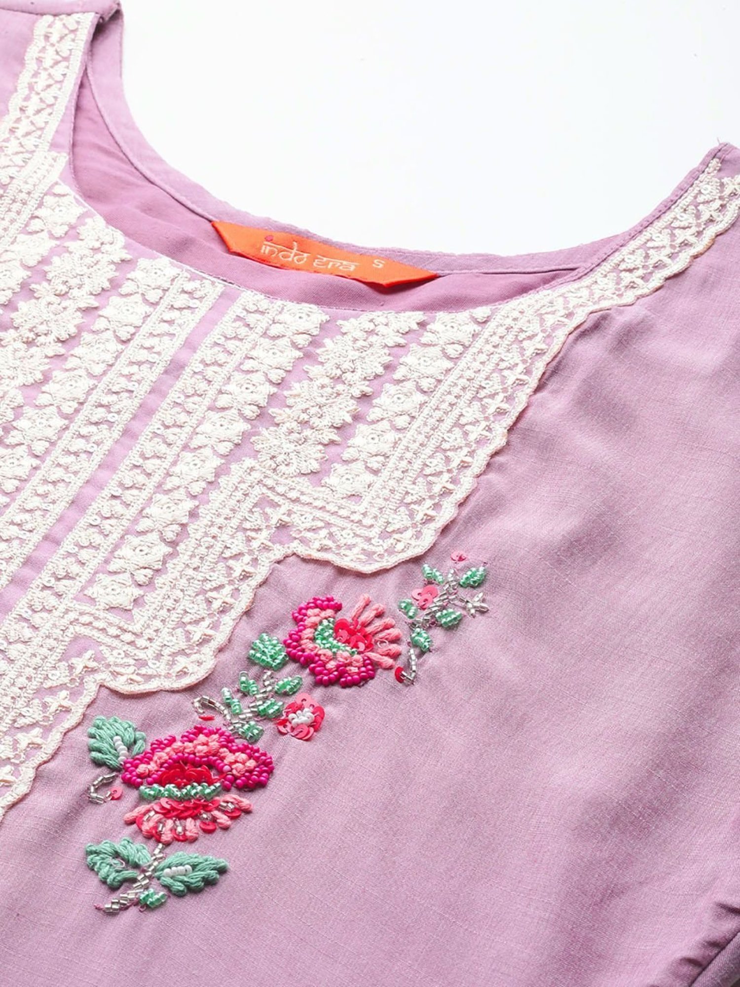 Indo Era Purple Embroidered Kurta Pant Set With Dupatta