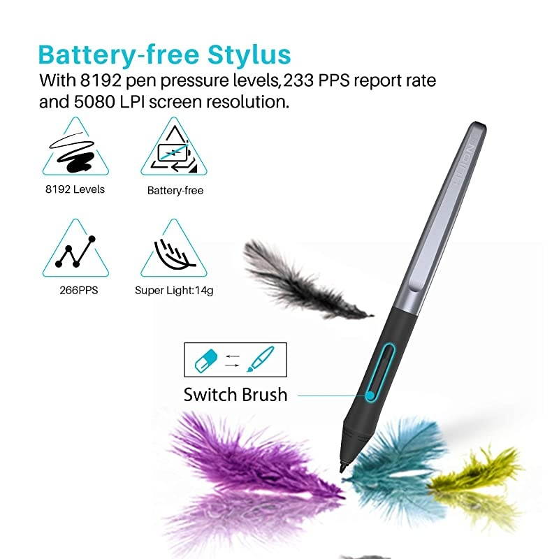 Inspiroy H640P Graphics Drawing Tablet Android Support with Battery-Free Stylus and 8192 Pressure Sensitivity