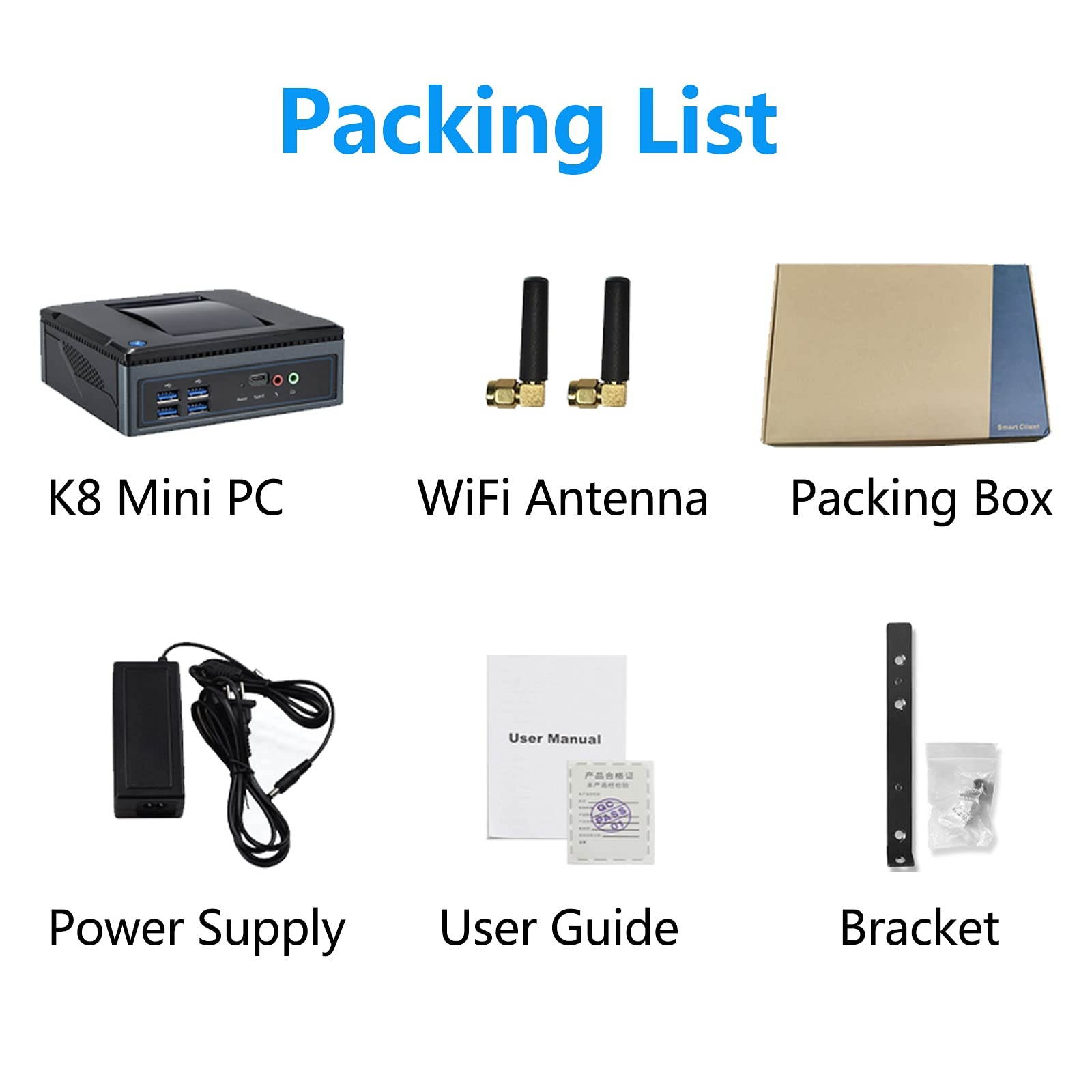 Vnopn K8 Mini PC Windows 10 Pro 64bit with License, Micro Computer AMD A6 8500B Processor 2C/4T, up to 3.0GHz, 8G DDR3 128G SSD, Support Triple HD Display/2.4G+5G WiFi/8 USB/Type-C/Auto Power on