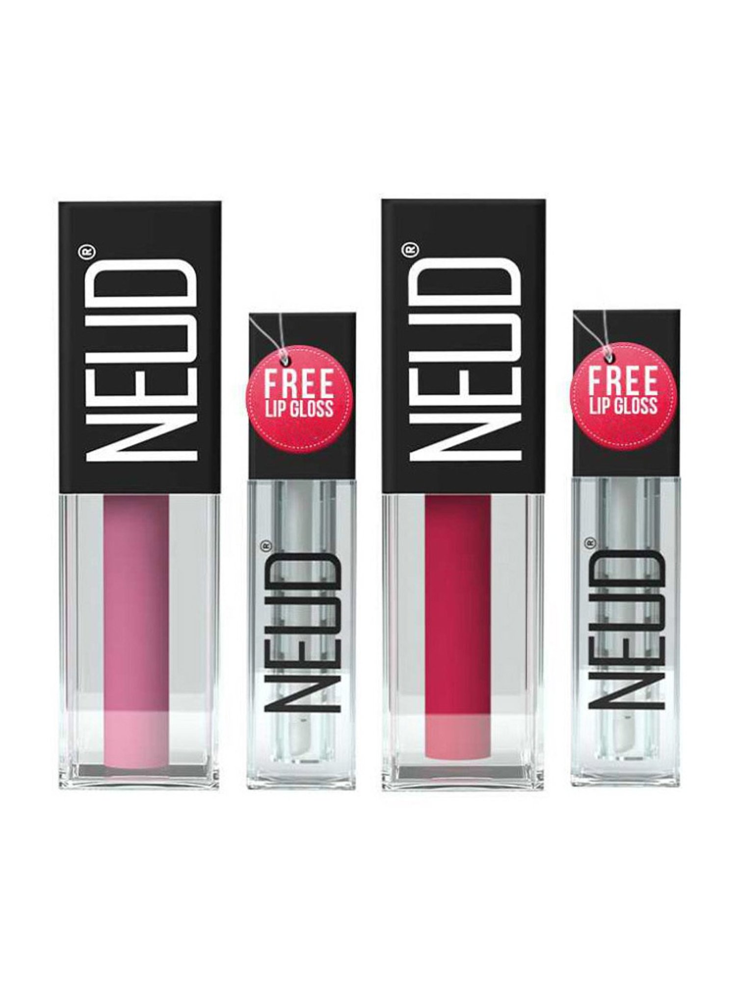 Neud Matte Liquid Lipstick Combo Supple Candy & Hottie Crush with Two Lip Gloss Free