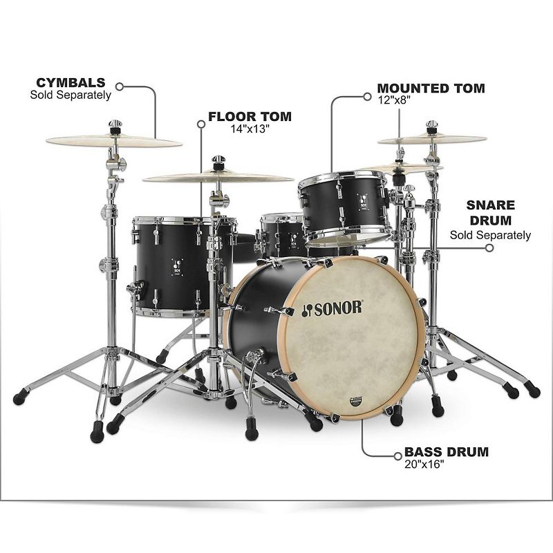 Sonor SONOR SQ1 3-Piece Shell Pack with 20 in. Bass Drum GT Black