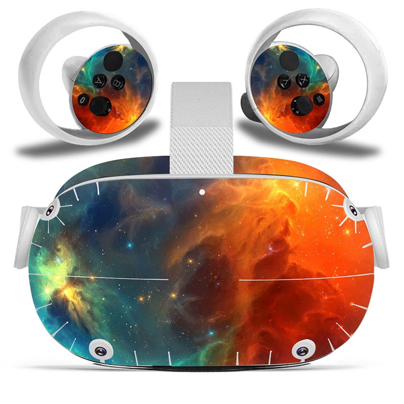 Amify Vinyl Skin Sticker for Oculus Quest 2 VR Headset Controller PVC Decals Cute Cartoon Wrap Cover for Oculus Quest 2 Accessories