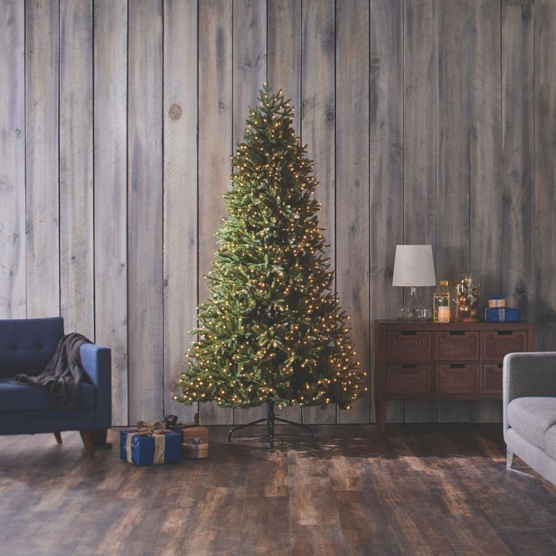 NOMA CTI1517108 7.5 Foot Piedmont Fir Artificial 2793 Branch Tips Prelit with 1000 Warm White LED Lights Holiday Christmas Tree, Green