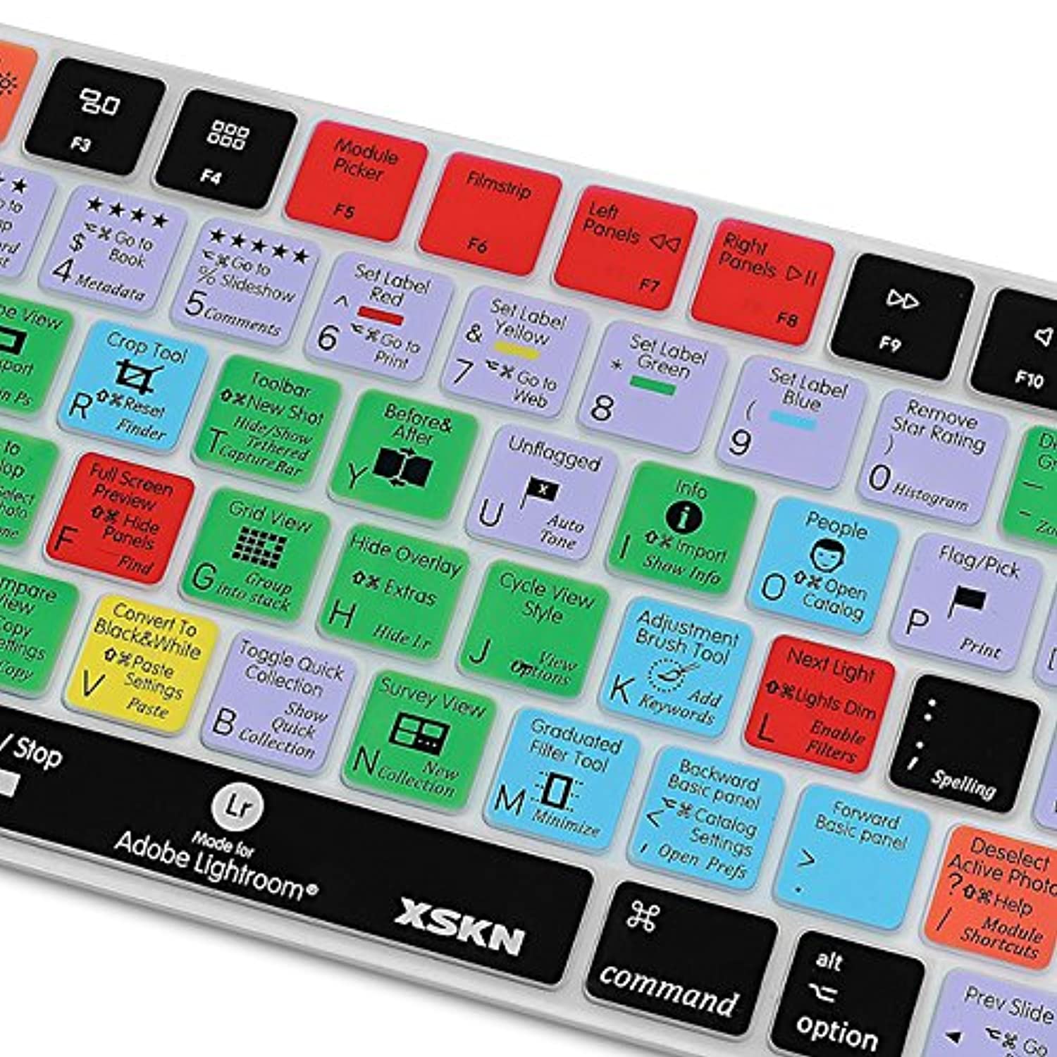 XSKN Magic Keyboard Lightroom Shortcut Keyboard Cover, XSKN Durable LR Hotkeys Silicone Keyboard Skin for Apple Magic Keyboard MLA22LL/A, US version