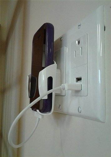 Certicable Cell Phone Charging Station Dock Usb for All Iphones Smartphones Blackberry Wall Plate in White