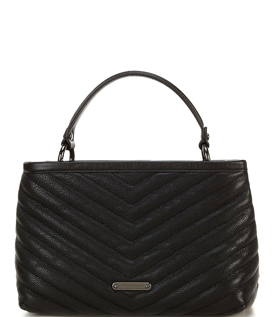 REBECCA MINKOFF Edie Whipped Top Handle Quilted Leopard Haircalf Satchel Bag