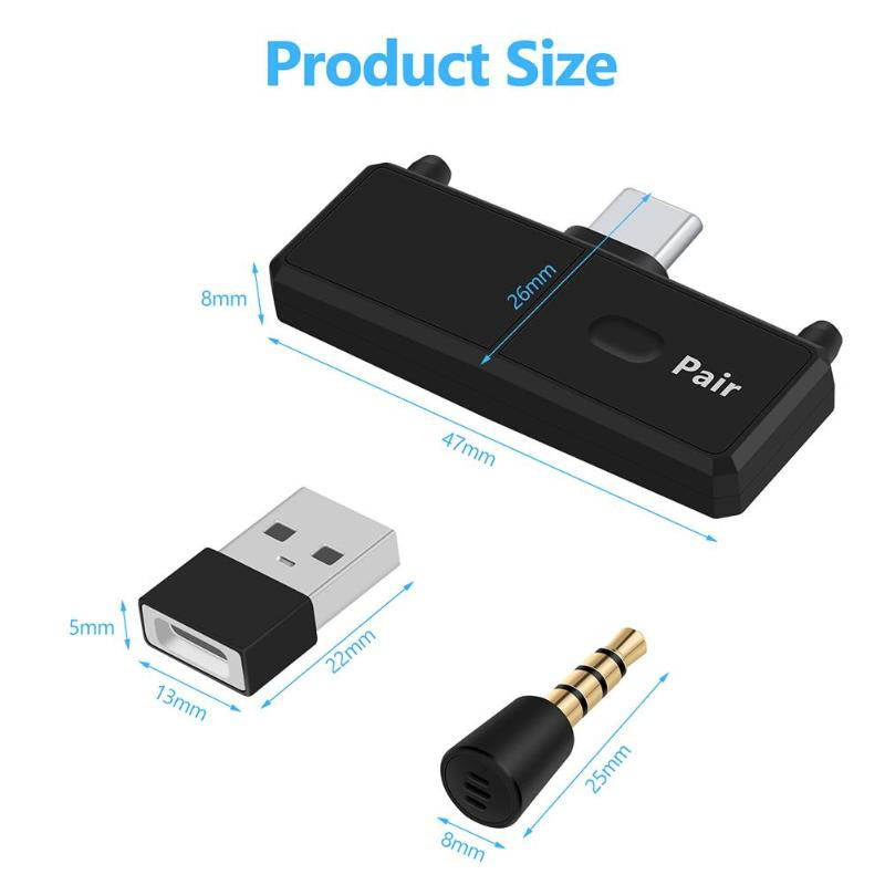 Durable Bluetooth Adapter Multi function Bluetooth 5.0 Audio Transmitter USB Receiver Adapter for Nintend Switch PS4 TV (1 pcs)